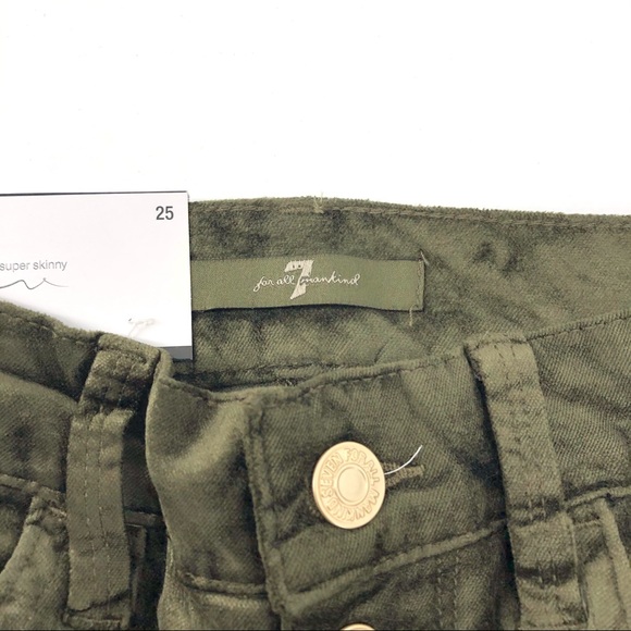 7FAM Green Fatigue High Waist Velvet Ankle Skinny - Picture 5 of 8